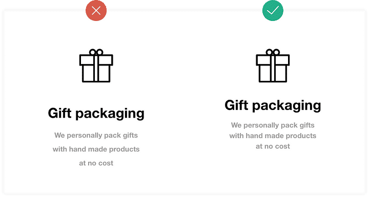 Image comparing amount of white space on 2 screens.